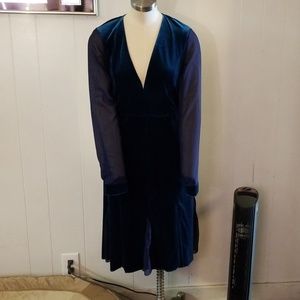 Free people like teal velour chiffon dress